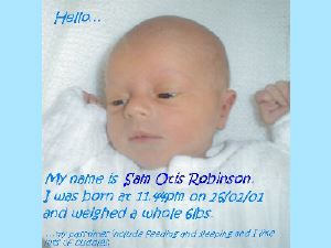 Sam Robinson born 26th Feb 2001